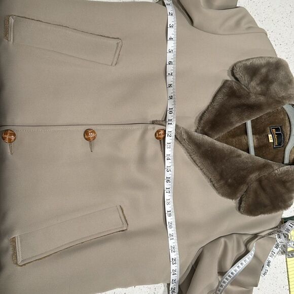 Vintage Richman Men's Button Front Faux Fur Lined Jacket Coat Tan Size 42 - Picture 15 of 15